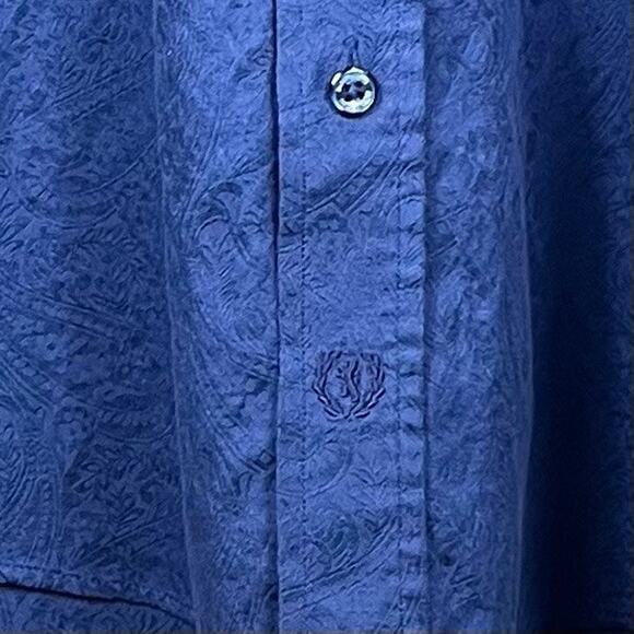 Bugatchi Uomo Button Down Shirt Mens XL Blue Paisley Luxury Office Datenight - Picture 5 of 12